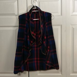 Plaid blue/red open cardigan